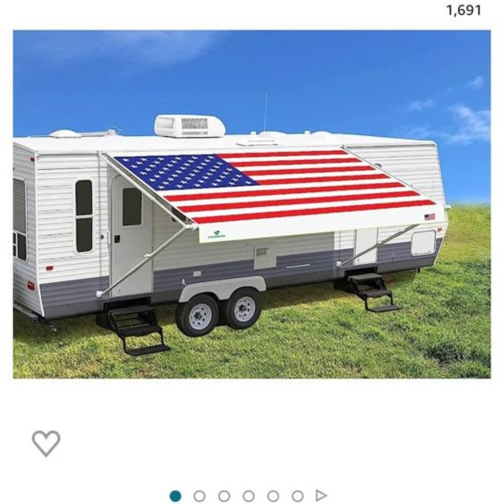 American Flag awning shade for camper